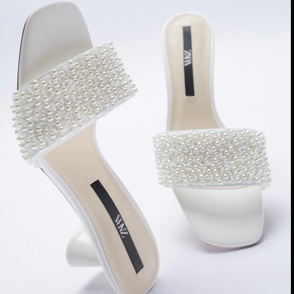 pearl trim heeled sandal